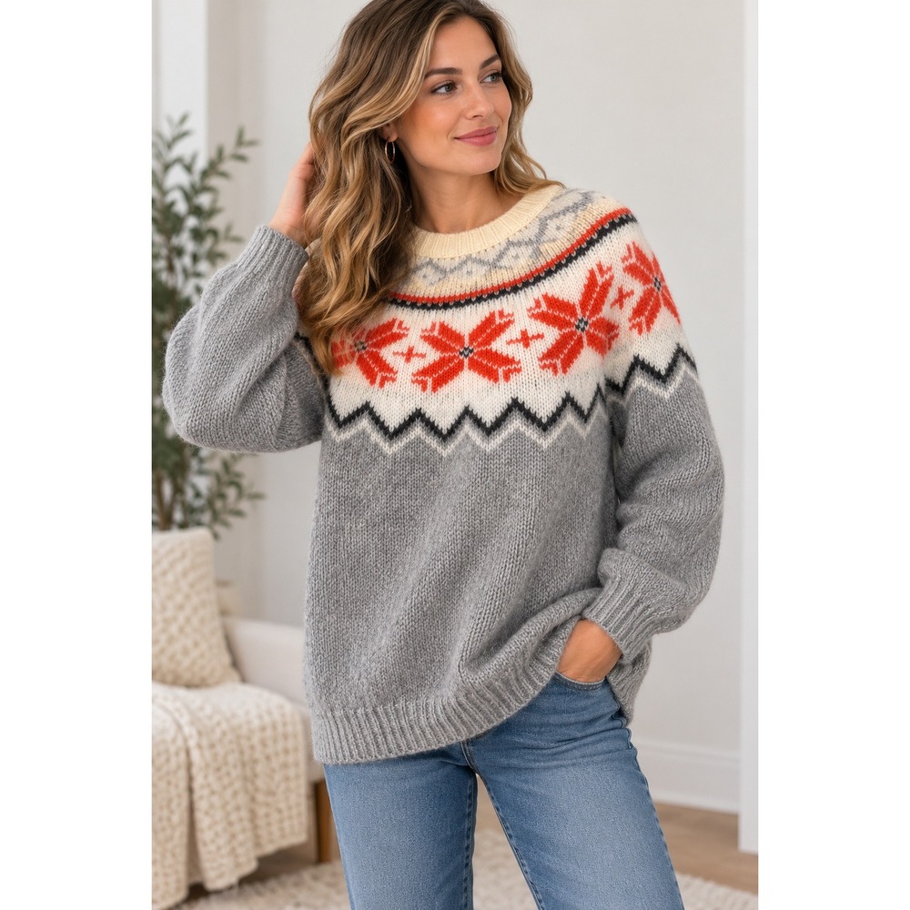 Aerie Fair Isle Sweater Womens Small  Granola Girl Dark Acedemia Cabincore Knit